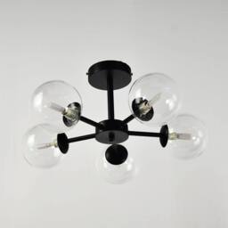 First Choice Lighting Set of 2 Odyssey - Black 5 Light Fittings with Clear Glass Shades - thumbnail 4