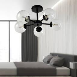 First Choice Lighting Set of 2 Odyssey - Black 5 Light Fittings with Clear Glass Shades - thumbnail 7