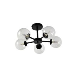 First Choice Lighting Set of 2 Odyssey - Black 5 Light Fittings with Clear Glass Shades - thumbnail 2
