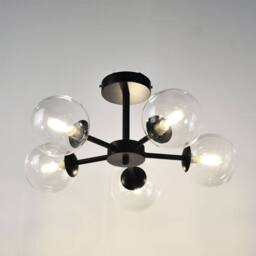 First Choice Lighting Set of 2 Odyssey - Black 5 Light Fittings with Clear Glass Shades - thumbnail 5