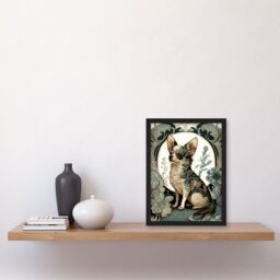 Artery8 Chihuahua Dog With Floral Pattern Fur Coat Modern Art Nouveau Portrait Illustration Artwork Framed Wall Art Print A4 in Black - thumbnail 2