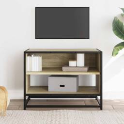 Berkfield Home TV Cabinet Sonoma Oak 61x40x46 cm Engineered Wood & Metal in Light Tan - Size: 61 x 40 x 46 cm