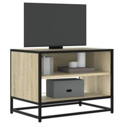 Berkfield Home TV Cabinet Sonoma Oak 61x40x46 cm Engineered Wood & Metal in Light Tan - Size: 61 x 40 x 46 cm - thumbnail 2