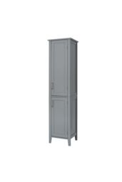 Teamson Home Mercer Wooden Bathroom Furniture Linen Tower Tall Storage Cabinet in Grey