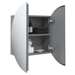 Berkfield Home Bathroom Cabinet with Round Mirror&LED Grey 40x40x17.5 cm - thumbnail 5