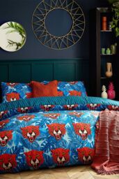 Furn Untamed Tropical Cheetah Duvet Cover Set in Blue - Size: Single - thumbnail 1