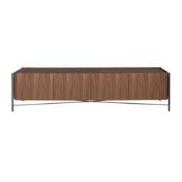Angel Cerda Walnut TV Stand with Dark Steel Legs 220 cm, 4-Door in Brown - thumbnail 2