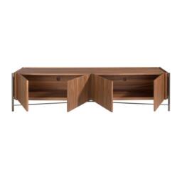 Angel Cerda Walnut TV Stand with Dark Steel Legs 220 cm, 4-Door in Brown - thumbnail 5