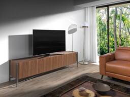 Angel Cerda Walnut TV Stand with Dark Steel Legs 220 cm, 4-Door in Brown - thumbnail 3