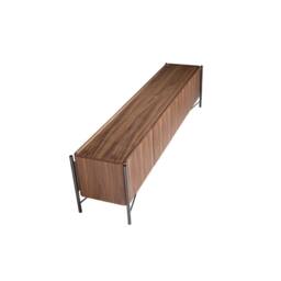 Angel Cerda Walnut TV Stand with Dark Steel Legs 220 cm, 4-Door in Brown - thumbnail 6