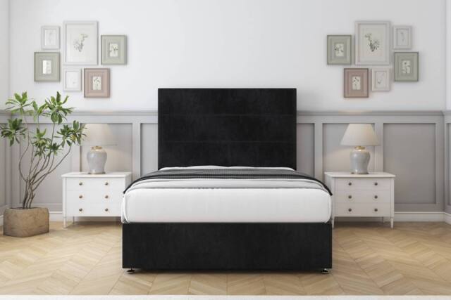 "Comfort Beds Rosa Naples Divan Base No Drawers - 26"" Headboard in Black - Size: Super King" - image 1