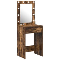 Berkfield Home Dressing Table with LED Lights Smoked Oak 50x41x135 cm in Brown - Size: 50 x 41 x 135 cm - thumbnail 3