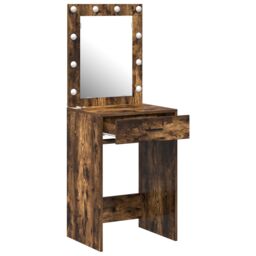Berkfield Home Dressing Table with LED Lights Smoked Oak 50x41x135 cm in Brown - Size: 50 x 41 x 135 cm - thumbnail 4
