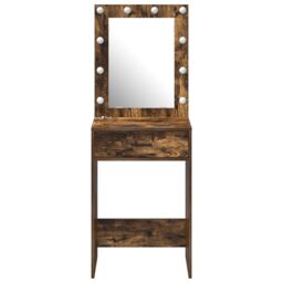 Berkfield Home Dressing Table with LED Lights Smoked Oak 50x41x135 cm in Brown - Size: 50 x 41 x 135 cm - thumbnail 5