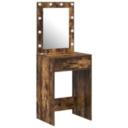 Berkfield Home Dressing Table with LED Lights Smoked Oak 50x41x135 cm in Brown - Size: 50 x 41 x 135 cm - thumbnail 2