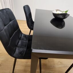 KOSY KOALA Black Kitchen Dining Table & 4 Black Tufted Velvet Chairs Set Of 4 Dining Room Furniture - Size: 120 cm x 70 cm - thumbnail 6