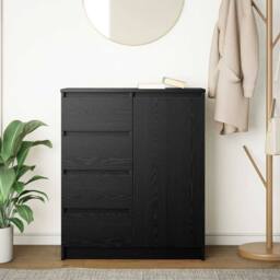 Berkfield Home Sideboard with Drawers Black Oak 71x35x84 cm Engineered Wood - Size: 71 x 35 x 84 cm - thumbnail 1