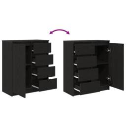Berkfield Home Sideboard with Drawers Black Oak 71x35x84 cm Engineered Wood - Size: 71 x 35 x 84 cm - thumbnail 9