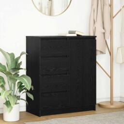Berkfield Home Sideboard with Drawers Black Oak 71x35x84 cm Engineered Wood - Size: 71 x 35 x 84 cm - thumbnail 2