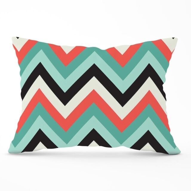 Warren Reed - Designer Geometric Colored Chevron Pattern Cushions in Green - Size: 45 cm x 45 cm - image 1