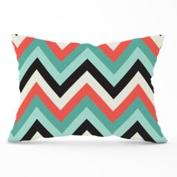 Warren Reed - Designer Geometric Colored Chevron Pattern Cushions in Green - Size: 45 cm x 45 cm - thumbnail 1