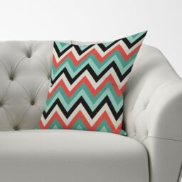 Warren Reed - Designer Geometric Colored Chevron Pattern Cushions in Green - Size: 45 cm x 45 cm - thumbnail 3