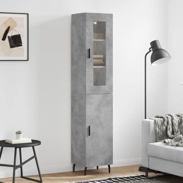 Berkfield Home Highboard Concrete Grey 34.5x34x180 cm Engineered Wood - image 1