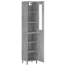 Berkfield Home Highboard Concrete Grey 34.5x34x180 cm Engineered Wood - thumbnail 4