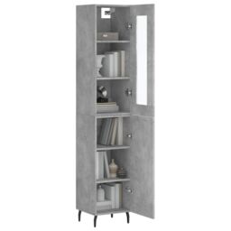 Berkfield Home Highboard Concrete Grey 34.5x34x180 cm Engineered Wood - thumbnail 3