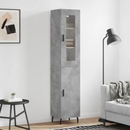 Berkfield Home Highboard Concrete Grey 34.5x34x180 cm Engineered Wood - thumbnail 1