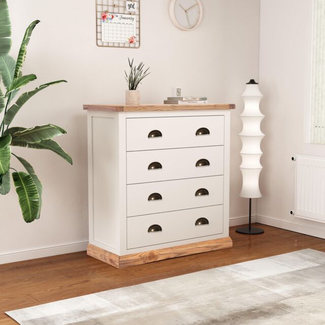 Cabinet Bits Tropea 4 Drawer Chest of Drawers Brass Cup Handle in Off-White - image 1