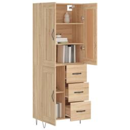 Berkfield Home Highboard Sonoma Oak 69.5x34x180 cm Engineered Wood in Light Brown - thumbnail 1