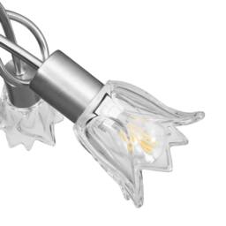 Berkfield Home Ceiling Lamp with Transparent Glass Shades for 3 E14 Bulbs Tulip in Silver - thumbnail 7