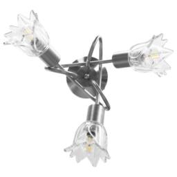 Berkfield Home Ceiling Lamp with Transparent Glass Shades for 3 E14 Bulbs Tulip in Silver - thumbnail 5