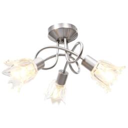 Berkfield Home Ceiling Lamp with Transparent Glass Shades for 3 E14 Bulbs Tulip in Silver
