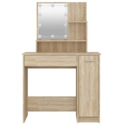 Berkfield Home Dressing Table with LED Sonoma Oak 86.5x35x136 cm in Brown - thumbnail 5