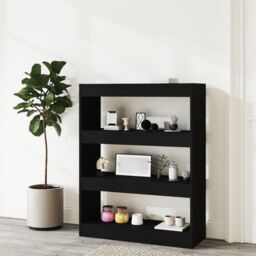 Berkfield Home Book Cabinet/Room Divider Black 80x30x103 cm Engineered wood - Size: 80 x 30 x 103 cm - thumbnail 3