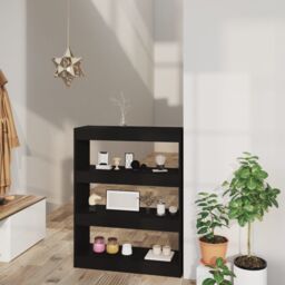 Berkfield Home Book Cabinet/Room Divider Black 80x30x103 cm Engineered wood - Size: 80 x 30 x 103 cm - thumbnail 1