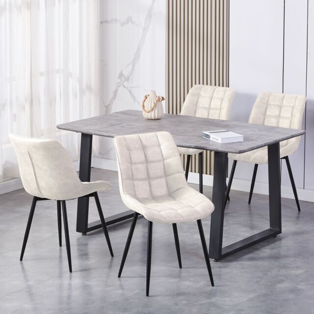 MCC Direct Set of 2 Suede Effect Dining Chairs Accent Chair - Alba in Beige - image 1