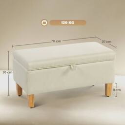 Kelvenix Linen Storage Ottoman Beige - Size: 0.6m2 - thumbnail 2