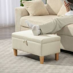 Kelvenix Linen Storage Ottoman Beige - Size: 0.6m2 - thumbnail 5