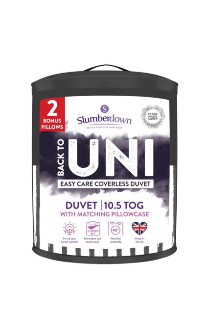Slumberdown Back to Uni Printed Stripe Grey 10.5 Duvet, 2 Medium Pillows - Size: Single - image 1