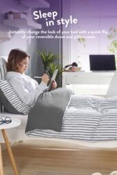 Slumberdown Back to Uni Printed Stripe Grey 10.5 Duvet, 2 Medium Pillows - Size: Single - thumbnail 5