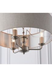 Netlighting Highclere Single Shade Pendant Light Brushed Chrome Plate Natural Linen in Grey - thumbnail 5