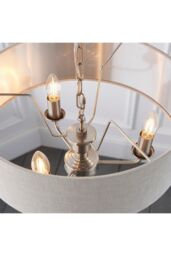 Netlighting Highclere Single Shade Pendant Light Brushed Chrome Plate Natural Linen in Grey - thumbnail 6