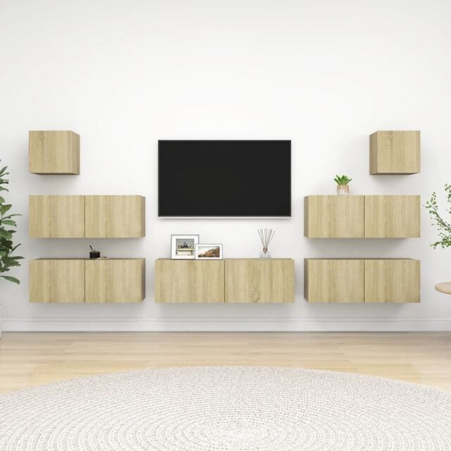 Berkfield Home 7 Piece TV Cabinet Set Sonoma Oak Engineered Wood in Brown - image 1