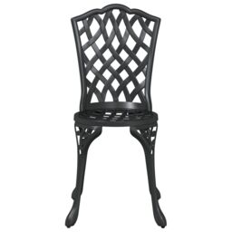 Berkfield Home 3 Piece Garden Bistro Set - Black Cast Aluminum - thumbnail 7