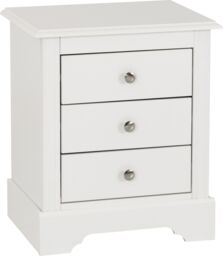 Seconique Stratford 3 Drawer Bedside in White - thumbnail 2