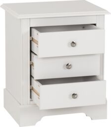 Seconique Stratford 3 Drawer Bedside in White - thumbnail 4