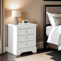 Seconique Stratford 3 Drawer Bedside in White - thumbnail 1